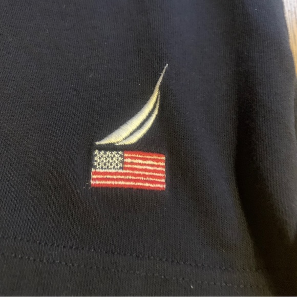 NAUTICA Short Sleeve Polo Tee 90’s Style Navy Blue and White Casual Men Sz Med - Picture 5 of 8